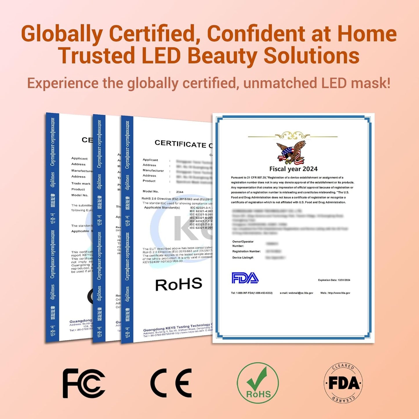 LED Face Mask Light Therapy, 4 Modes Portable Red Light Therapy for Face, 2000Mah Rechargeable Remote, Blue, Orange, 850NM Infrared & Red Light Mask, 400 Leds, Timing Function, at Home & Travel