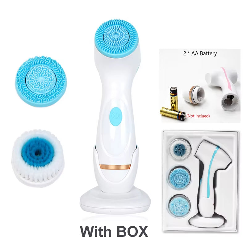Ultrasonic Cleaner Electric Cleansing Brush 3 in 1 Face Massagers Sonic Rotating Cleansing Brush Galvanic Remove Blackheads Tool