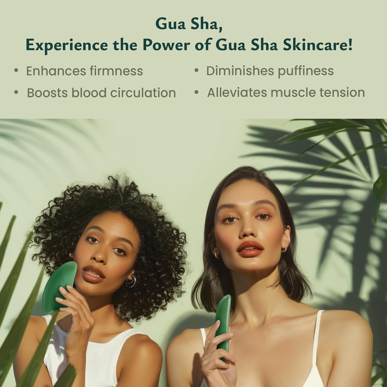 Guasha Massage Tool, 4 Pcs Gua Sha Facial Tool, Guasha Board for SPA Acupuncture Therapy Trigger Point Treatment, Gua Sha Scraping Massage Tool (Green)