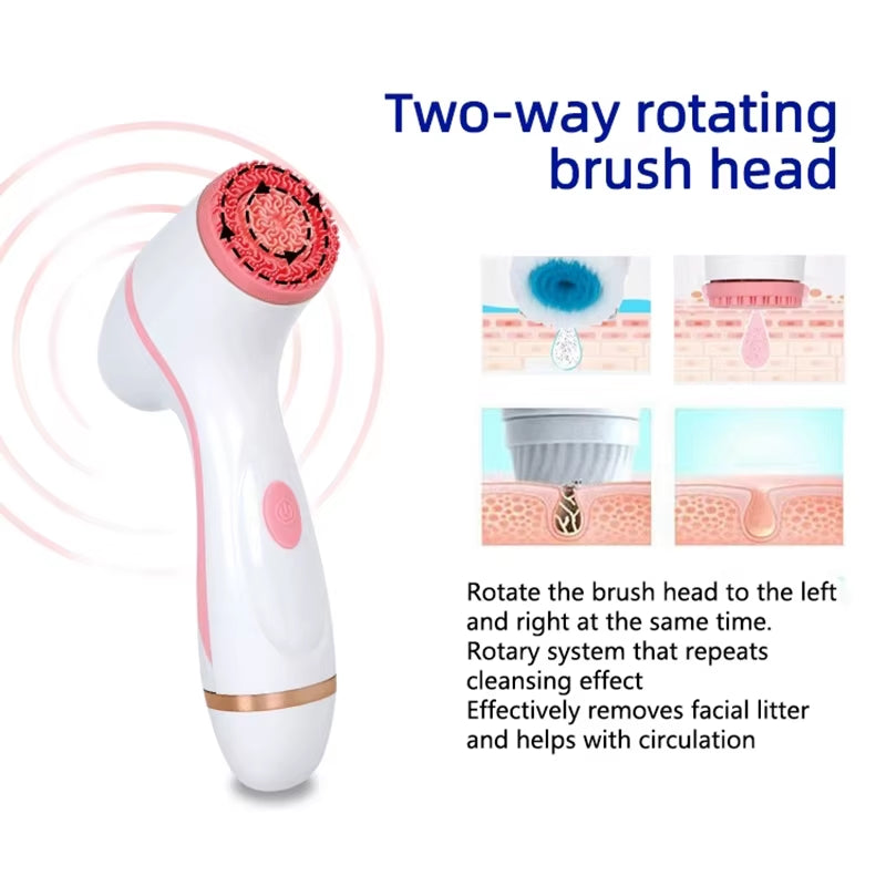 Ultrasonic Cleaner Electric Cleansing Brush 3 in 1 Face Massagers Sonic Rotating Cleansing Brush Galvanic Remove Blackheads Tool